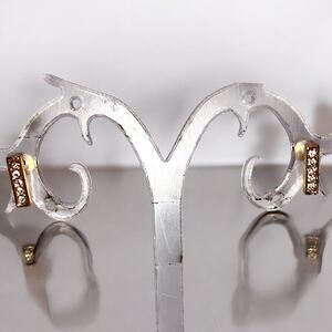 Rhinestone Bar Gold-Tone Stud 3/8" Earrings!